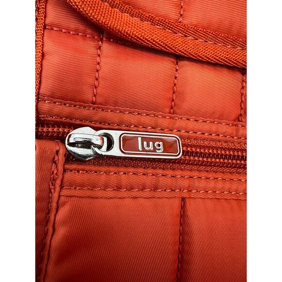 Lug Quilted Crossbody Bag Bright Orange Adjustable Strap Multiple Zipper Pockets - Picture 8 of 16